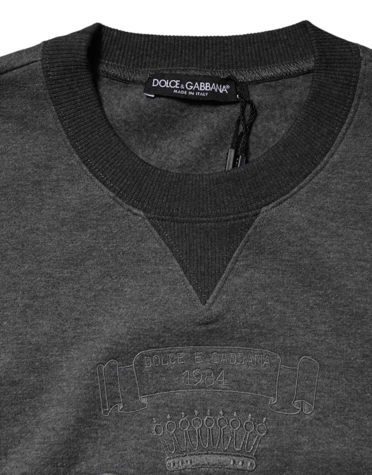 Pull Dolce & Gabbana à logo DG brodé en coton et cachemire gris – TSH90731