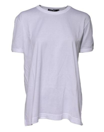 Dolce & Gabbana White Cotton Goodluck 2022 Crew Neck T-shirt by Dolce & Gabbana