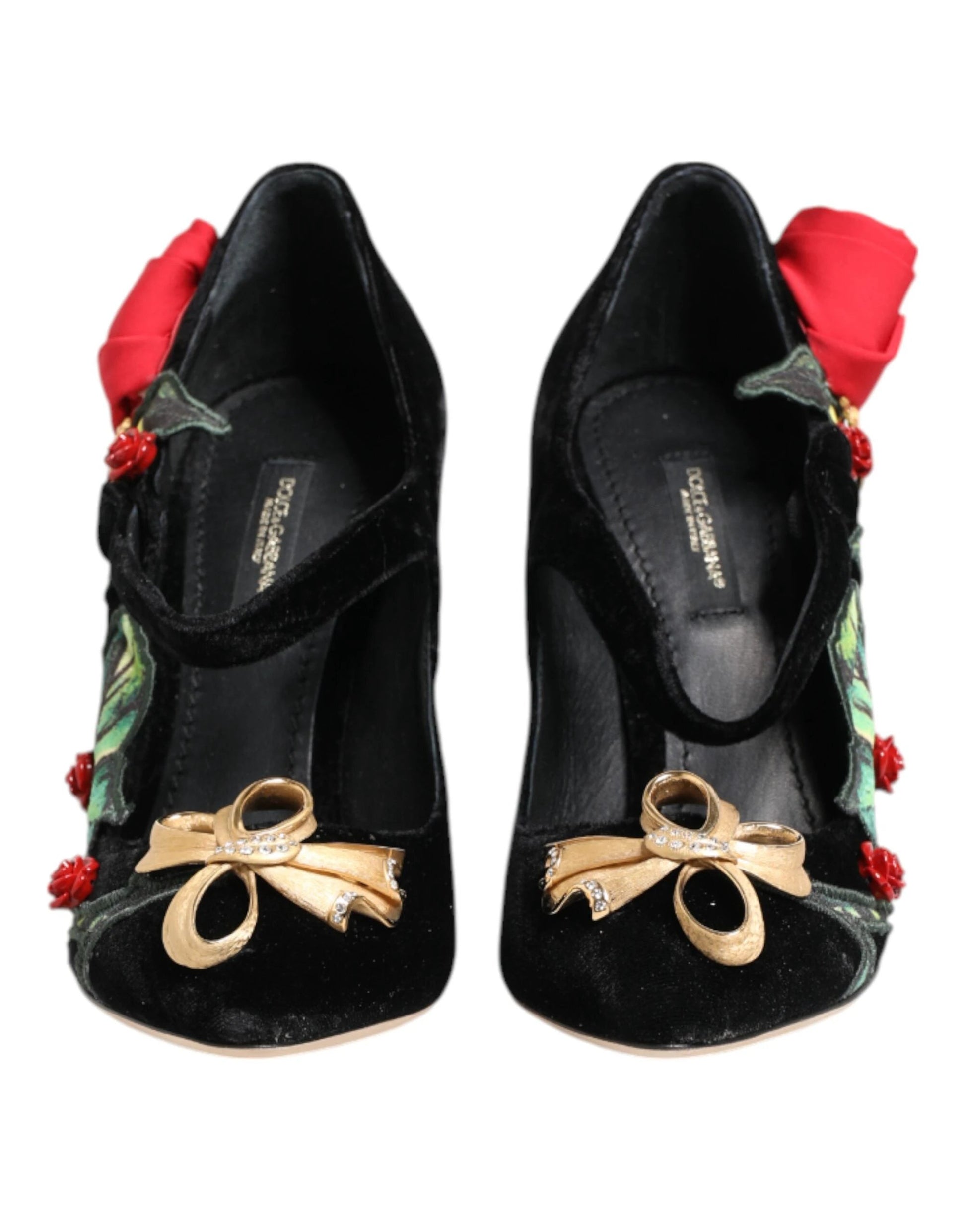 Dolce & Gabbana Black Roses Crystal Brooch Mary Jane Shoes by Dolce & Gabbana