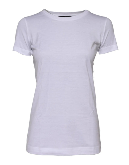 Dolce & Gabbana White Cotton Crew Neck Short Sleeves T-shirt by Dolce & Gabbana