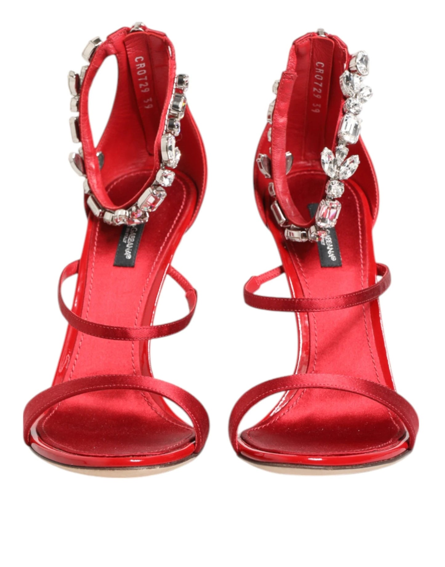 Dolce & Gabbana Red Satin Crystals Keira Sandals Heels Shoes by Dolce & Gabbana