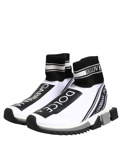 Baskets chaussettes Dolce & Gabbana Sorrento en polyester noir et blanc – LA12831