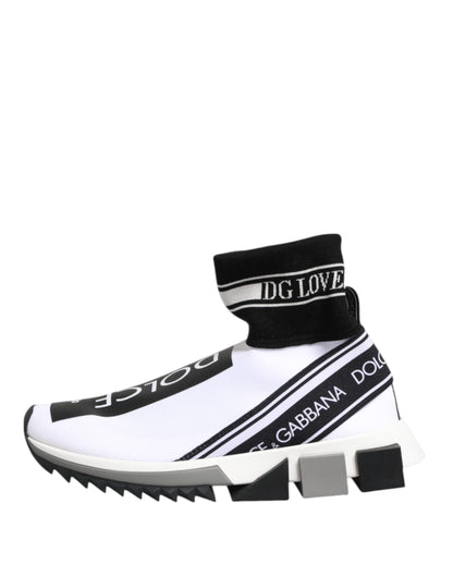 Baskets chaussettes Dolce & Gabbana Sorrento en polyester noir et blanc – LA12831