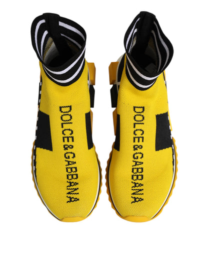 Baskets chaussettes Dolce & Gabbana Sorrento en polyester noir et jaune – LA12755