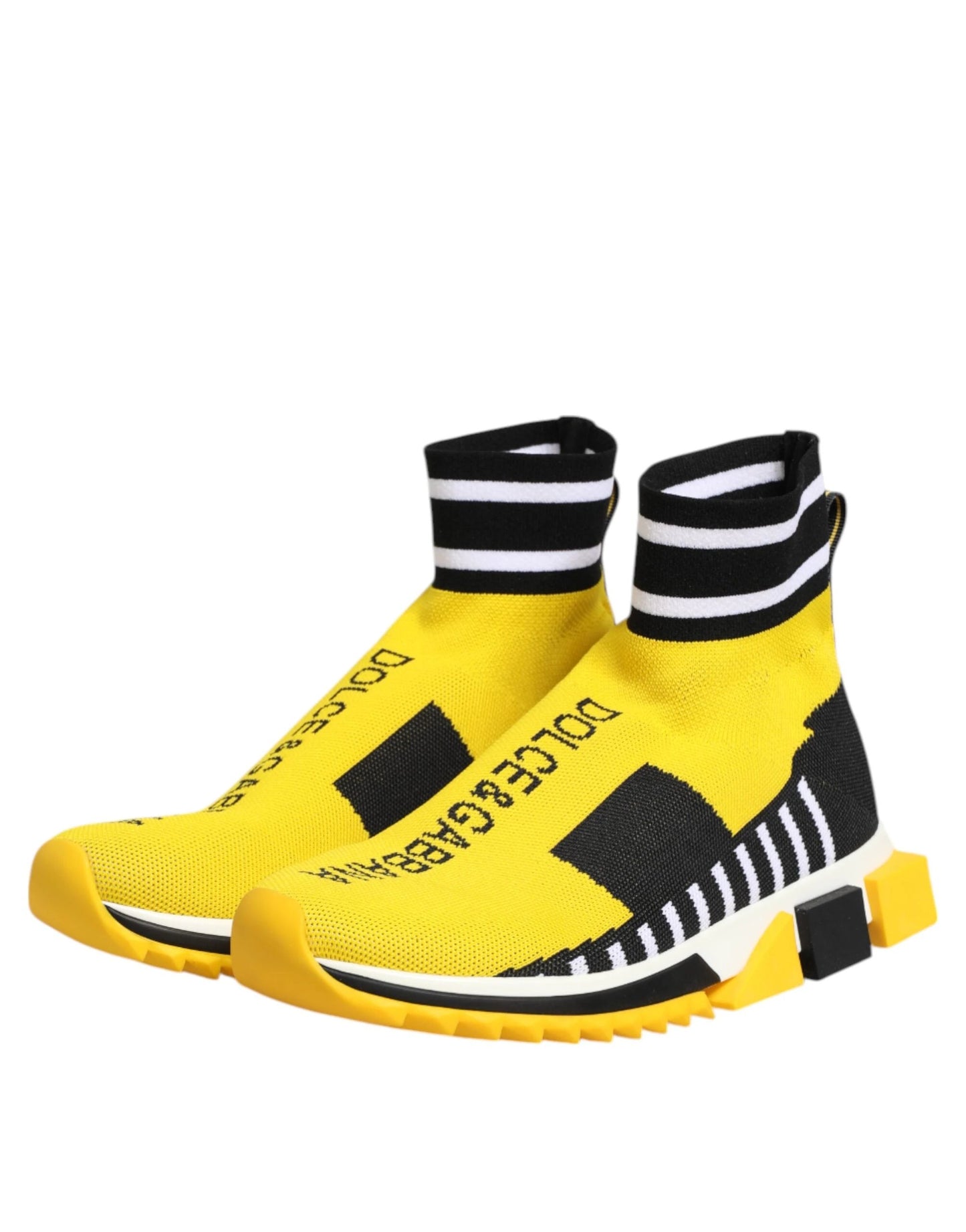 Dolce & Gabbana Yellow Black Sorrento Socks Sneakers Shoes by Dolce & Gabbana