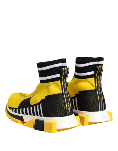 Baskets chaussettes Dolce & Gabbana Sorrento en polyester noir et jaune – LA12755