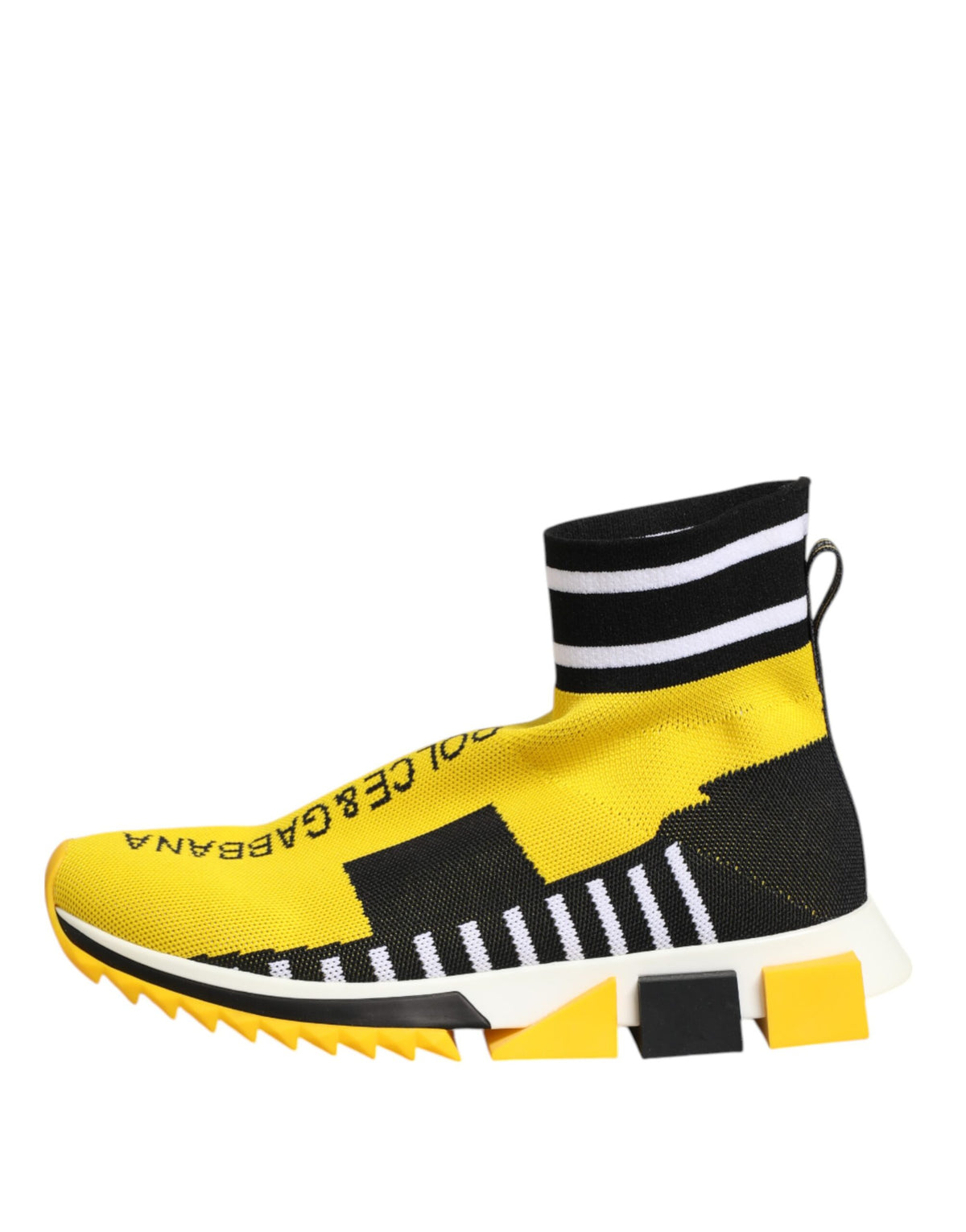 Baskets chaussettes Dolce & Gabbana Sorrento en polyester noir et jaune – LA12755