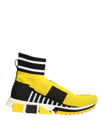 Baskets chaussettes Dolce & Gabbana Sorrento en polyester noir et jaune – LA12755
