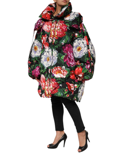 Dolce & Gabbana Multicolor Floral Hooded Puffer Coat Jacket by Dolce & Gabbana