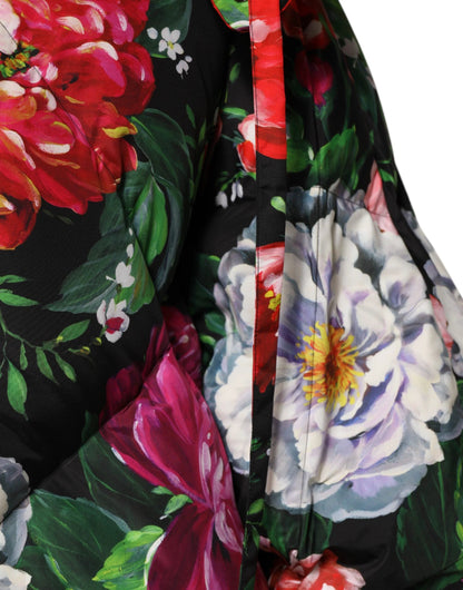Dolce & Gabbana Multicolor Floral Hooded Puffer Coat Jacket by Dolce & Gabbana