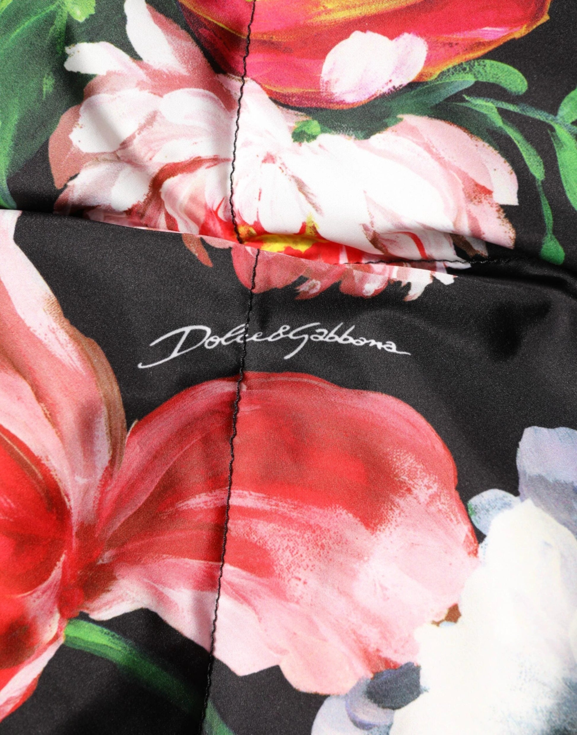 Dolce & Gabbana Multicolor Floral Hooded Puffer Coat Jacket by Dolce & Gabbana