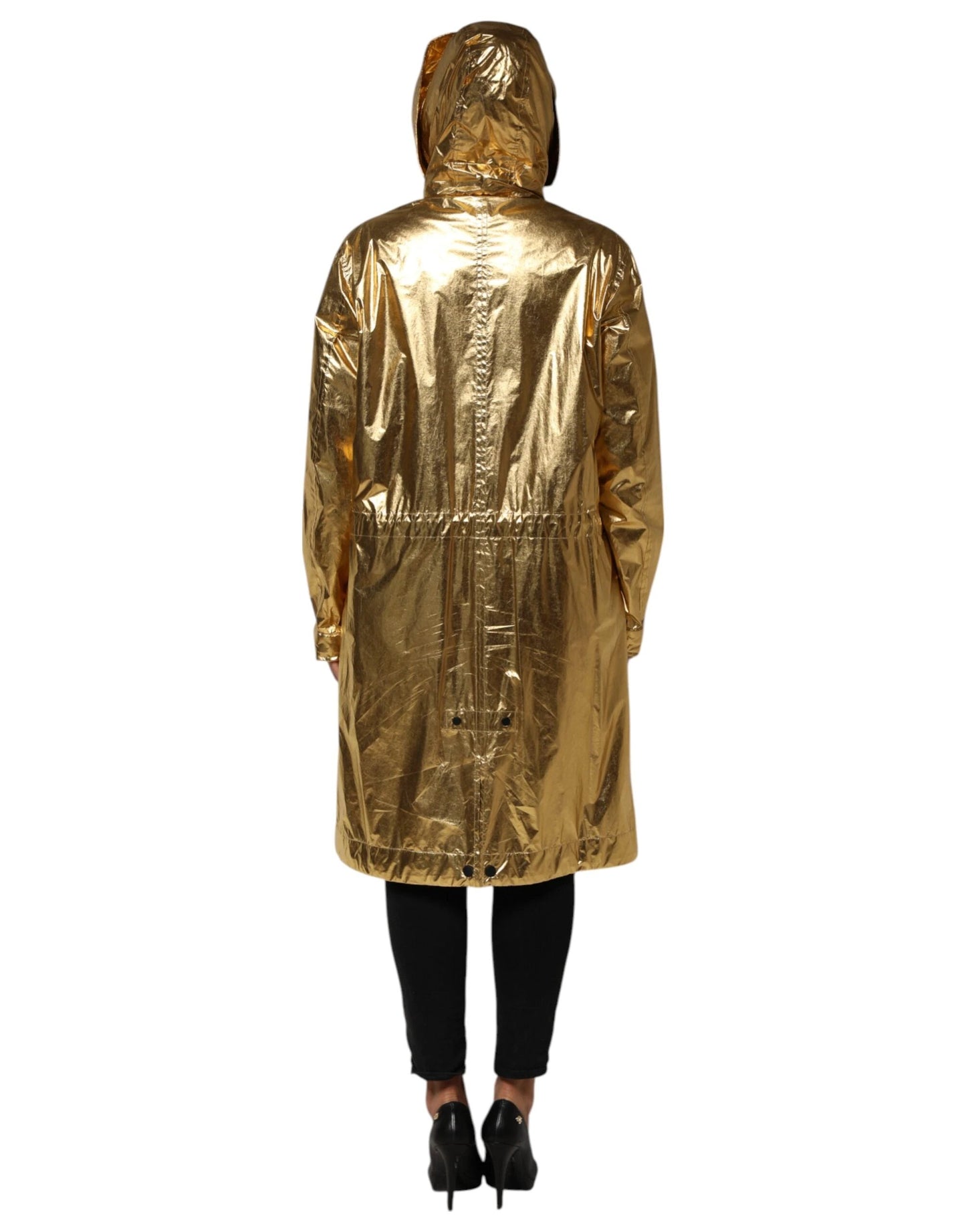 Dolce & Gabbana Gold Hooded Long Sleeves Trench Coat Jacket by Dolce & Gabbana