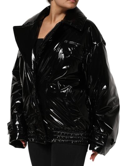 Dolce & Gabbana Polyester Black Quilted Puffer Coat Jacket by Dolce & Gabbana