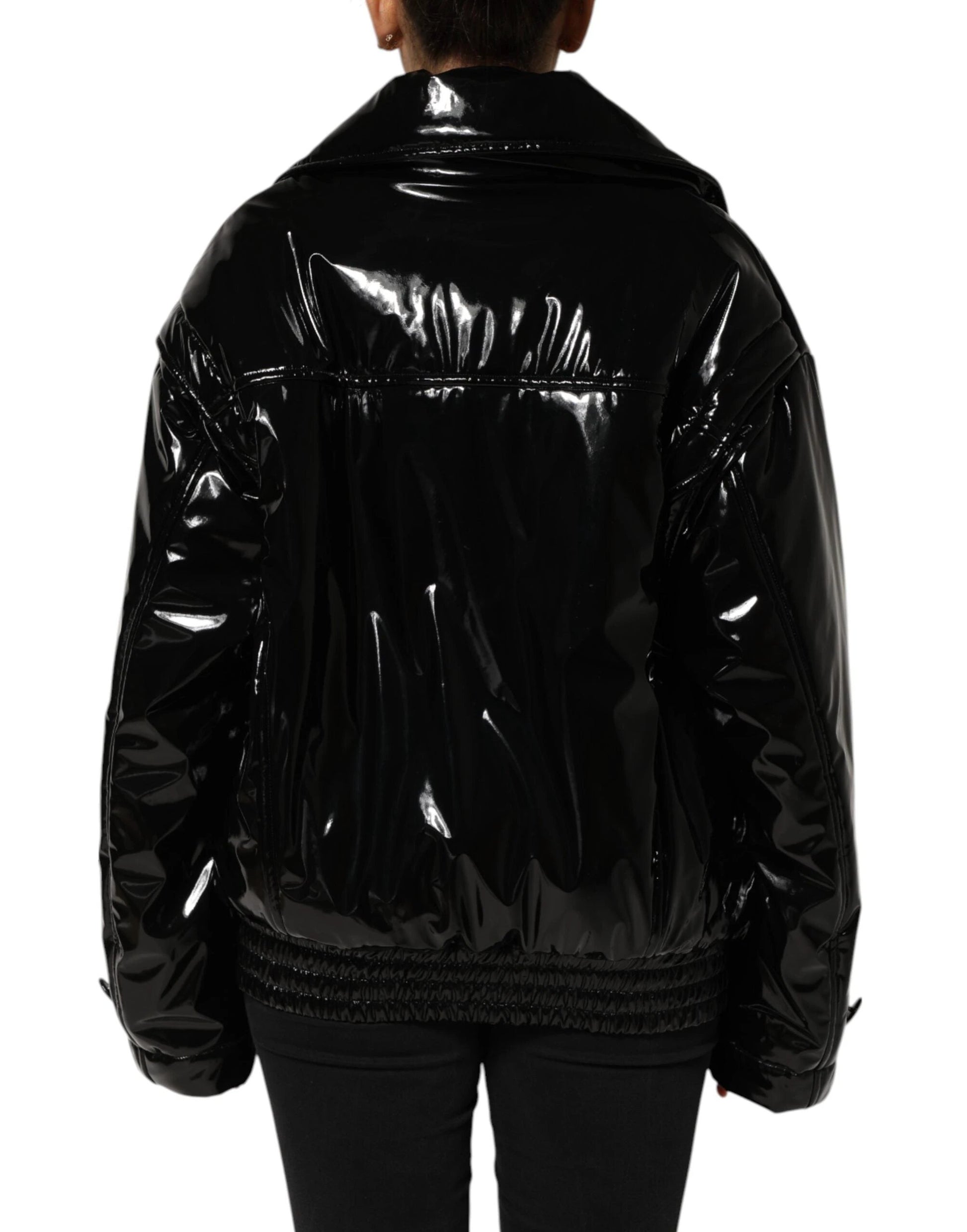 Dolce & Gabbana Polyester Black Quilted Puffer Coat Jacket by Dolce & Gabbana