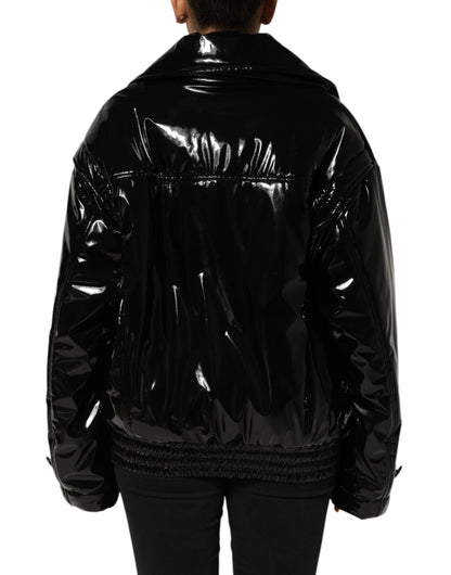 Dolce & Gabbana Polyester Black Quilted Puffer Coat Jacket by Dolce & Gabbana