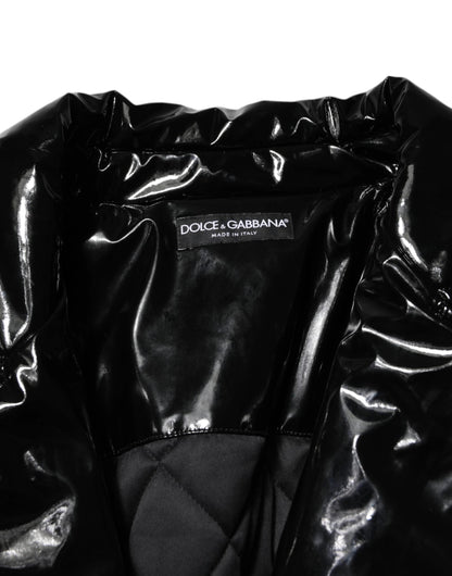 Dolce & Gabbana Polyester Black Quilted Puffer Coat Jacket by Dolce & Gabbana