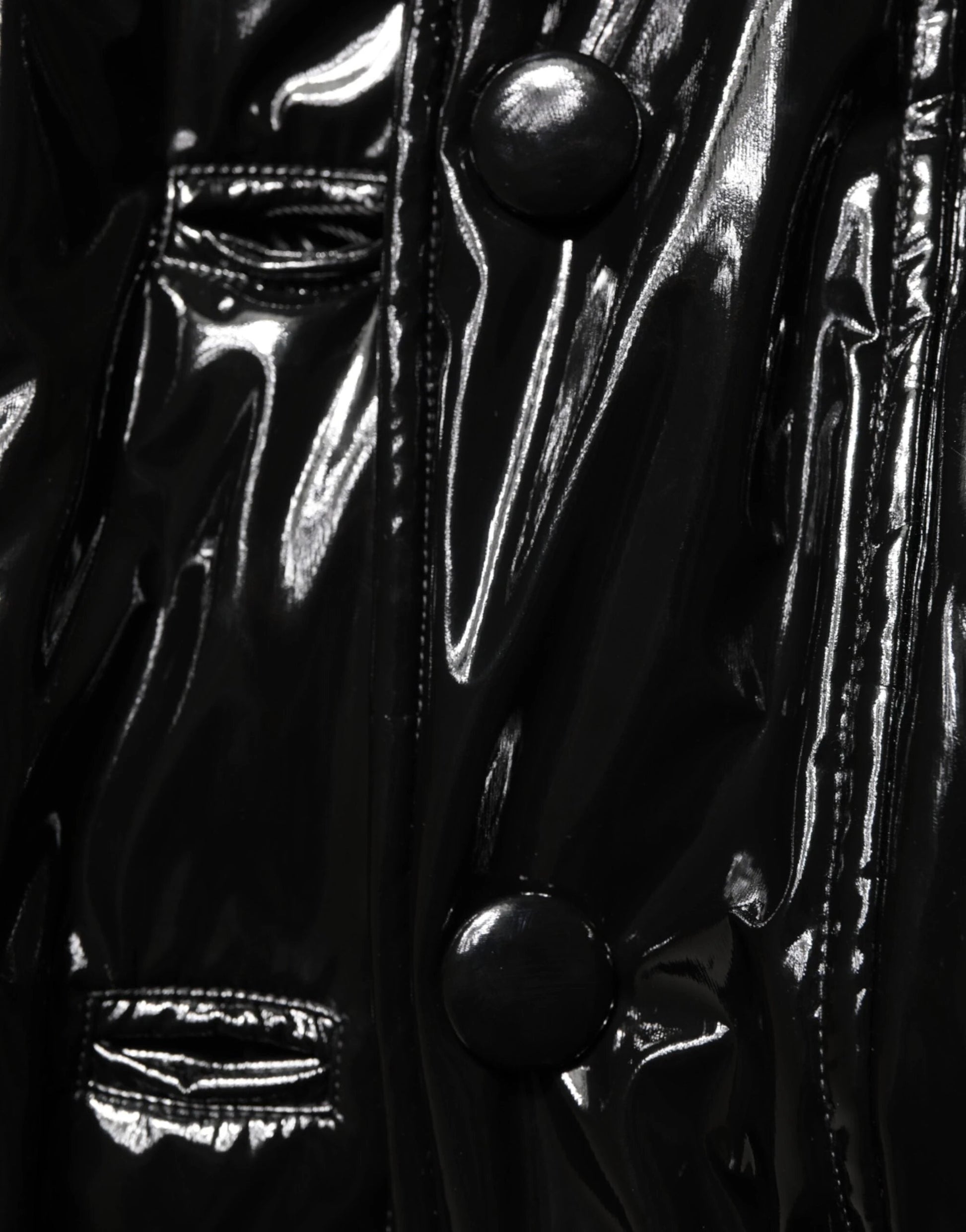 Dolce & Gabbana Polyester Black Quilted Puffer Coat Jacket by Dolce & Gabbana