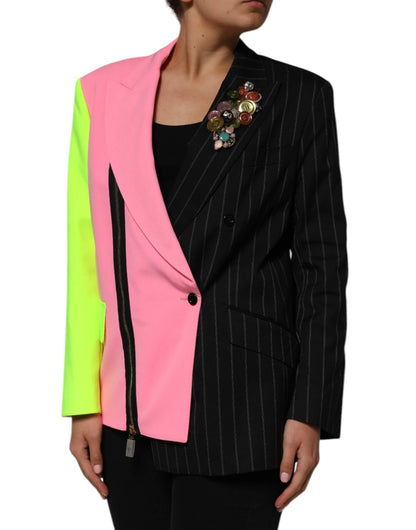 Dolce & Gabbana Multicolor Patchwork Embellished Coat Jacket by Dolce & Gabbana