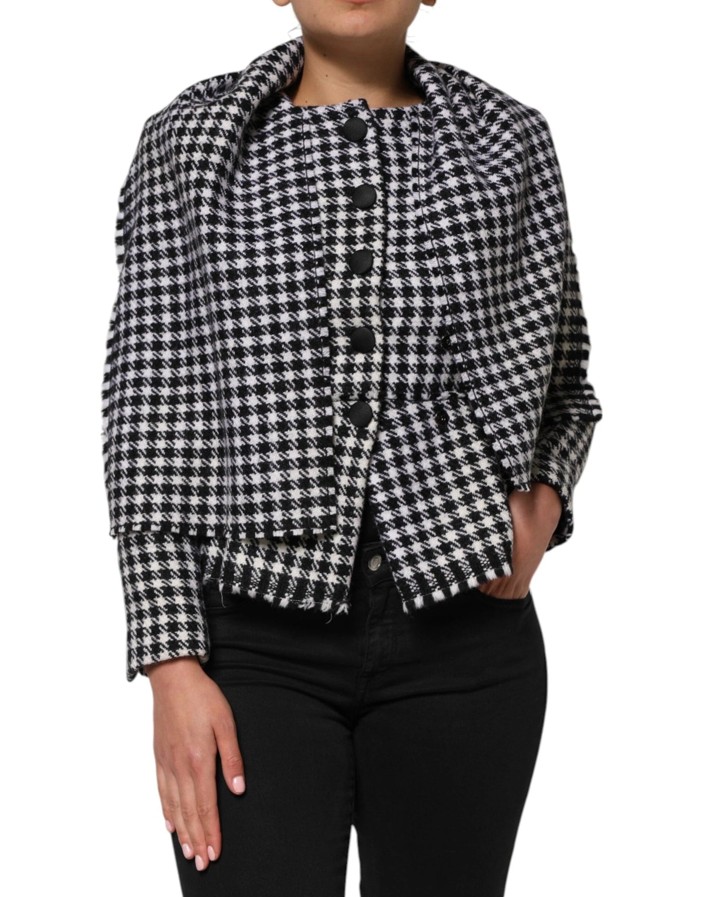 Dolce & Gabbana Multicolor Wool Monochrome Patterned Jacket by Dolce & Gabbana