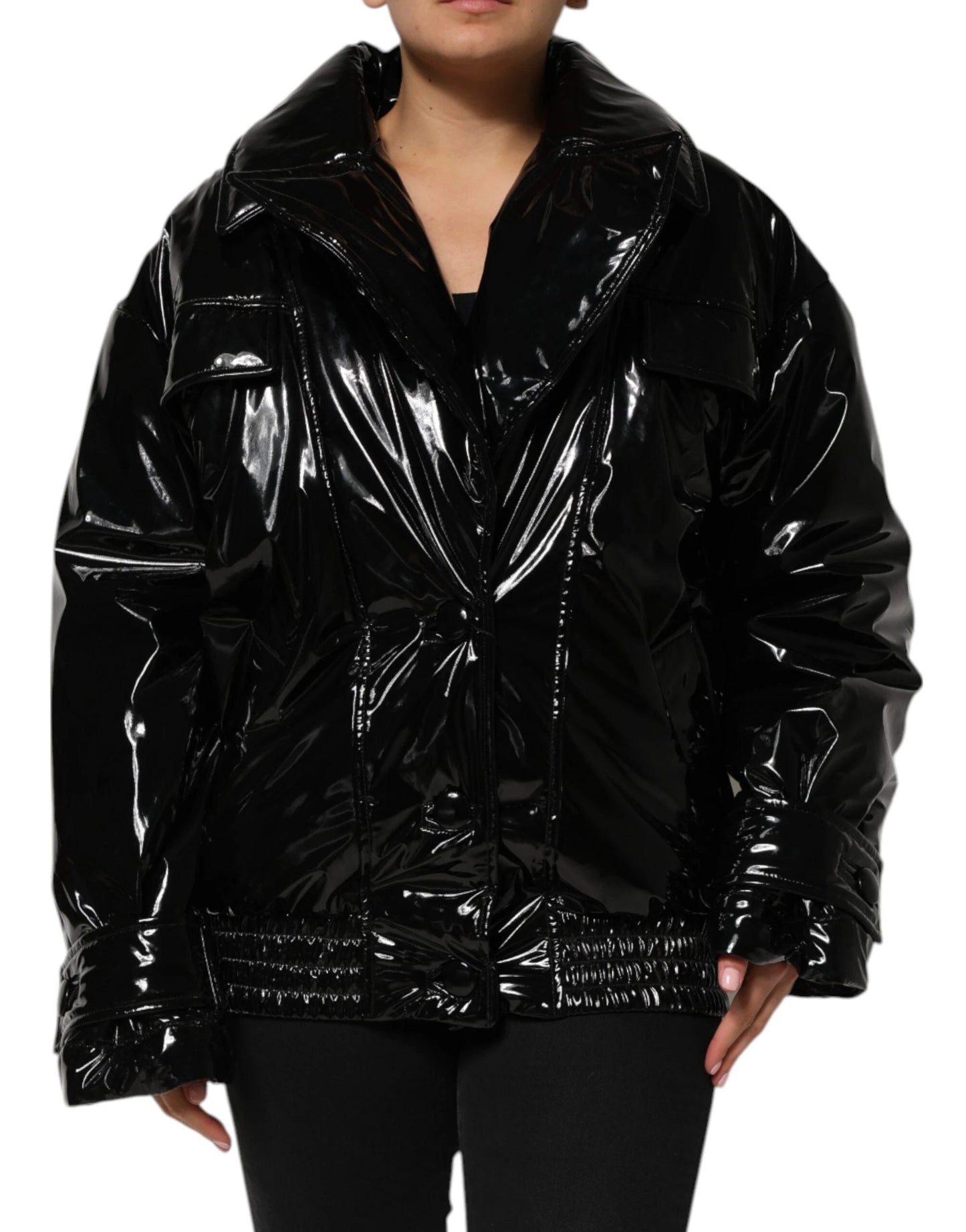 Dolce & Gabbana Black Polyester Quilted Puffer Coat Jacket by Dolce & Gabbana