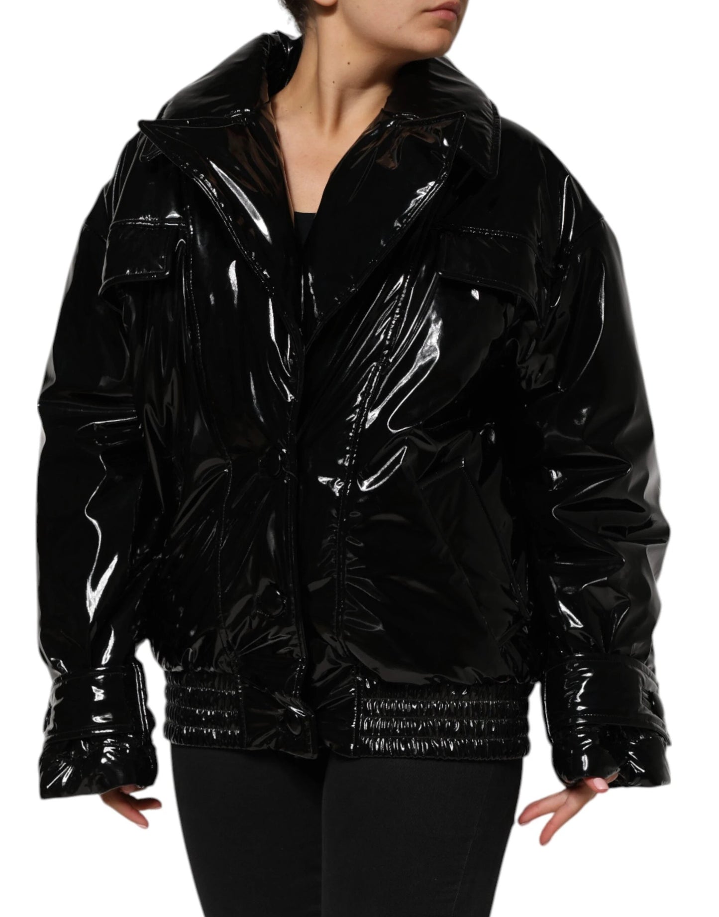 Dolce & Gabbana Black Polyester Quilted Puffer Coat Jacket by Dolce & Gabbana