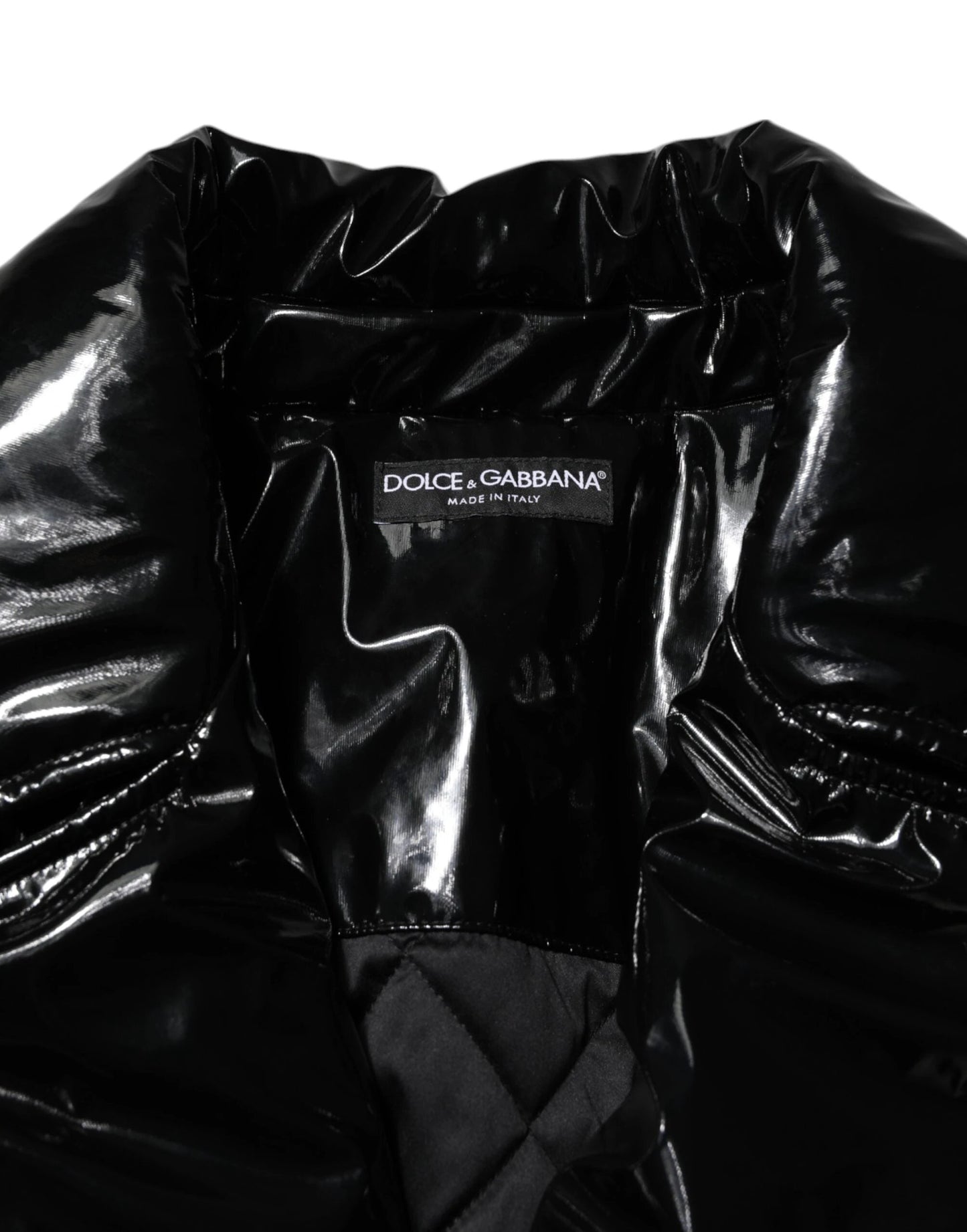Dolce & Gabbana Black Polyester Quilted Puffer Coat Jacket by Dolce & Gabbana