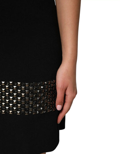 Dolce & Gabbana Black Crystal Embellished Collared Mini Dress by Dolce & Gabbana