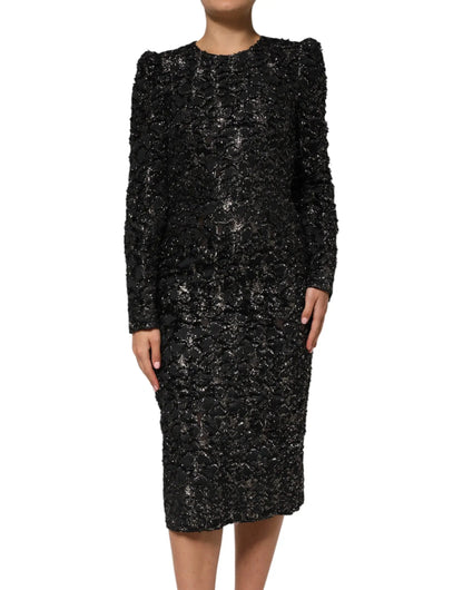 Dolce & Gabbana Black Sequin Bouclé Tweed Sheath Dress by Dolce & Gabbana