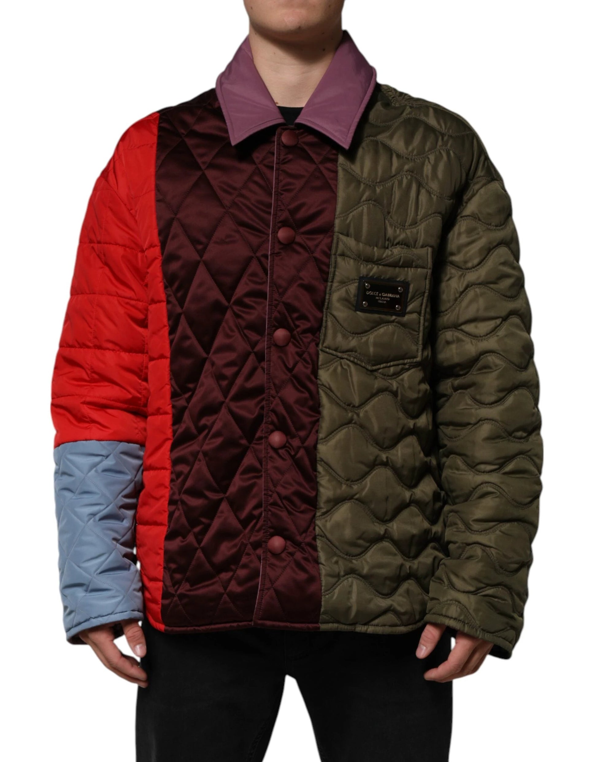 Dolce & Gabbana Multicolor Patchwork PolyesterQuilted Jacket by Dolce & Gabbana