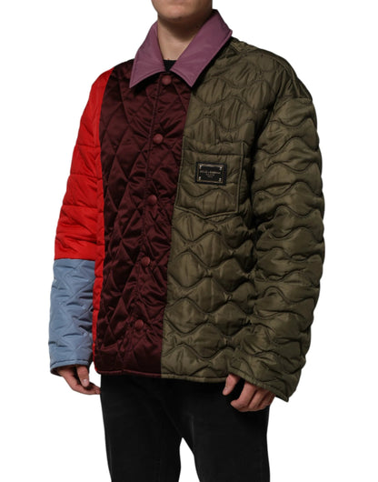 Dolce & Gabbana Multicolor Patchwork PolyesterQuilted Jacket by Dolce & Gabbana