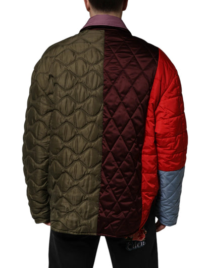 Dolce & Gabbana Multicolor Patchwork PolyesterQuilted Jacket by Dolce & Gabbana