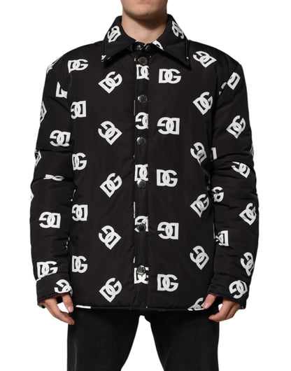 Dolce & Gabbana Black DG Monogram Nylon Windbreaker Jacket by Dolce & Gabbana