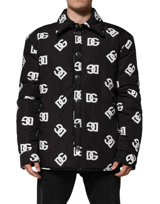 Dolce & Gabbana Black DG Monogram Nylon Windbreaker Jacket by Dolce & Gabbana