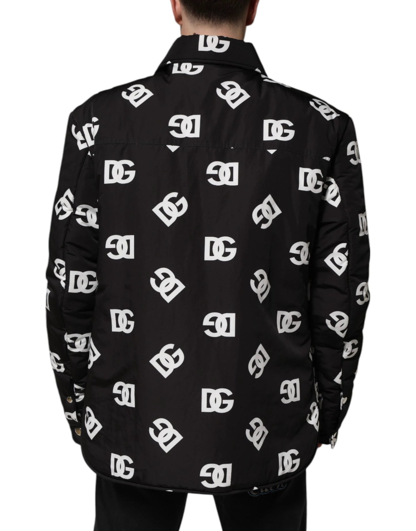 Dolce & Gabbana Black DG Monogram Nylon Windbreaker Jacket by Dolce & Gabbana