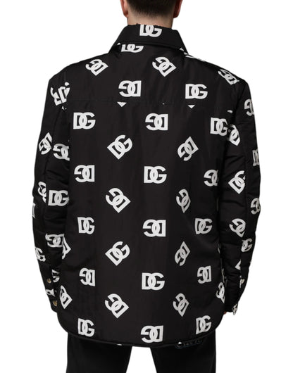 Dolce & Gabbana Black DG Monogram Nylon Windbreaker Jacket by Dolce & Gabbana