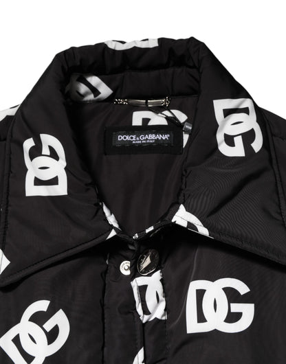 Dolce & Gabbana Black DG Monogram Nylon Windbreaker Jacket by Dolce & Gabbana