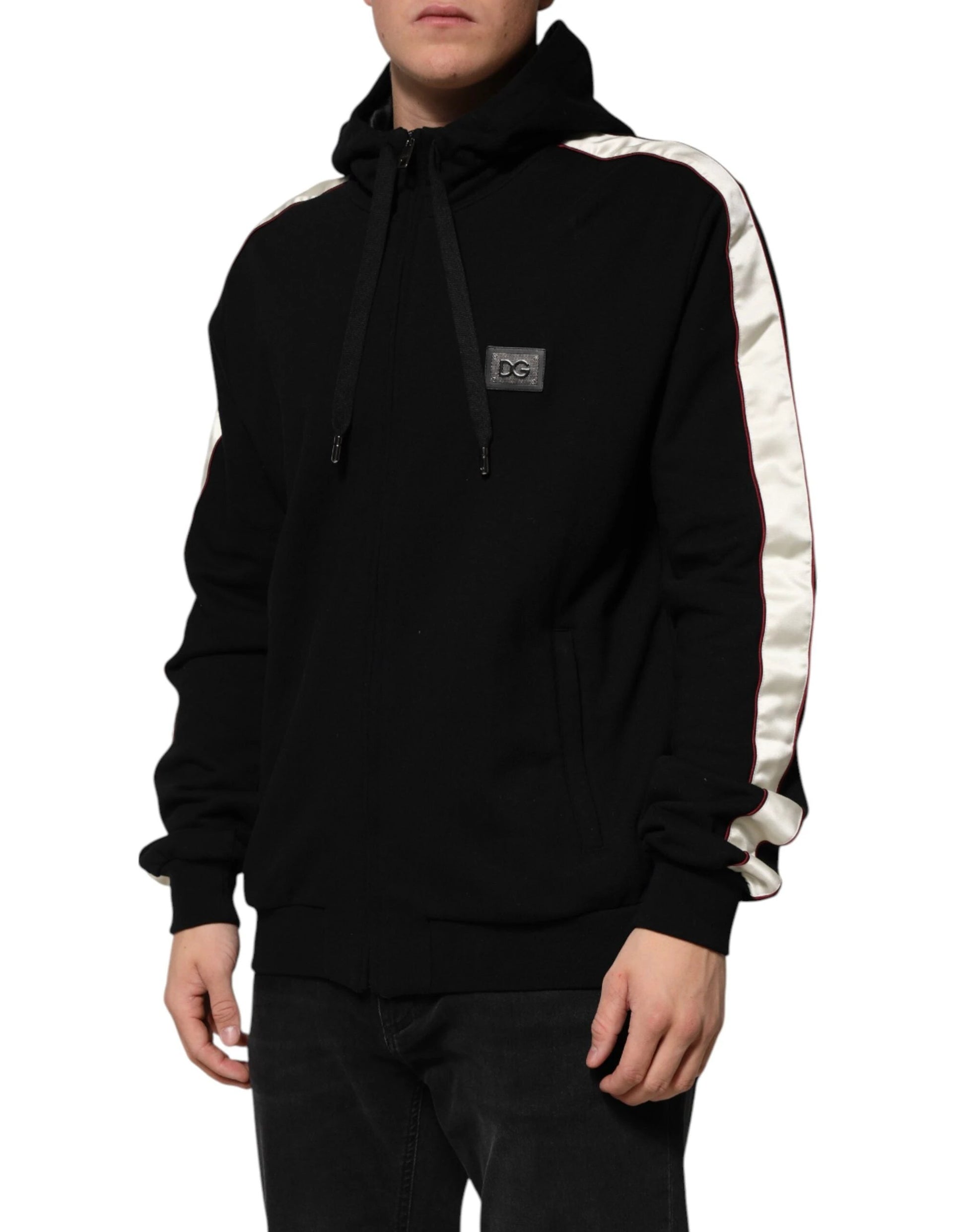 Dolce & Gabbana Black Cotton Plaque Track Cardigan Sweater by Dolce & Gabbana