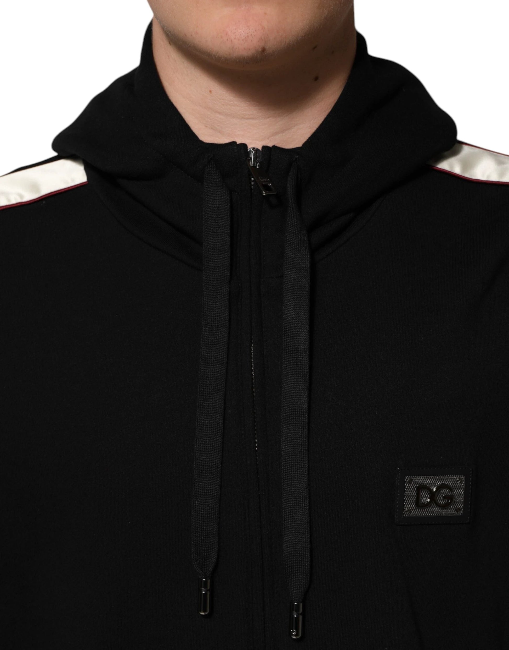Dolce & Gabbana Black Cotton Plaque Track Cardigan Sweater by Dolce & Gabbana