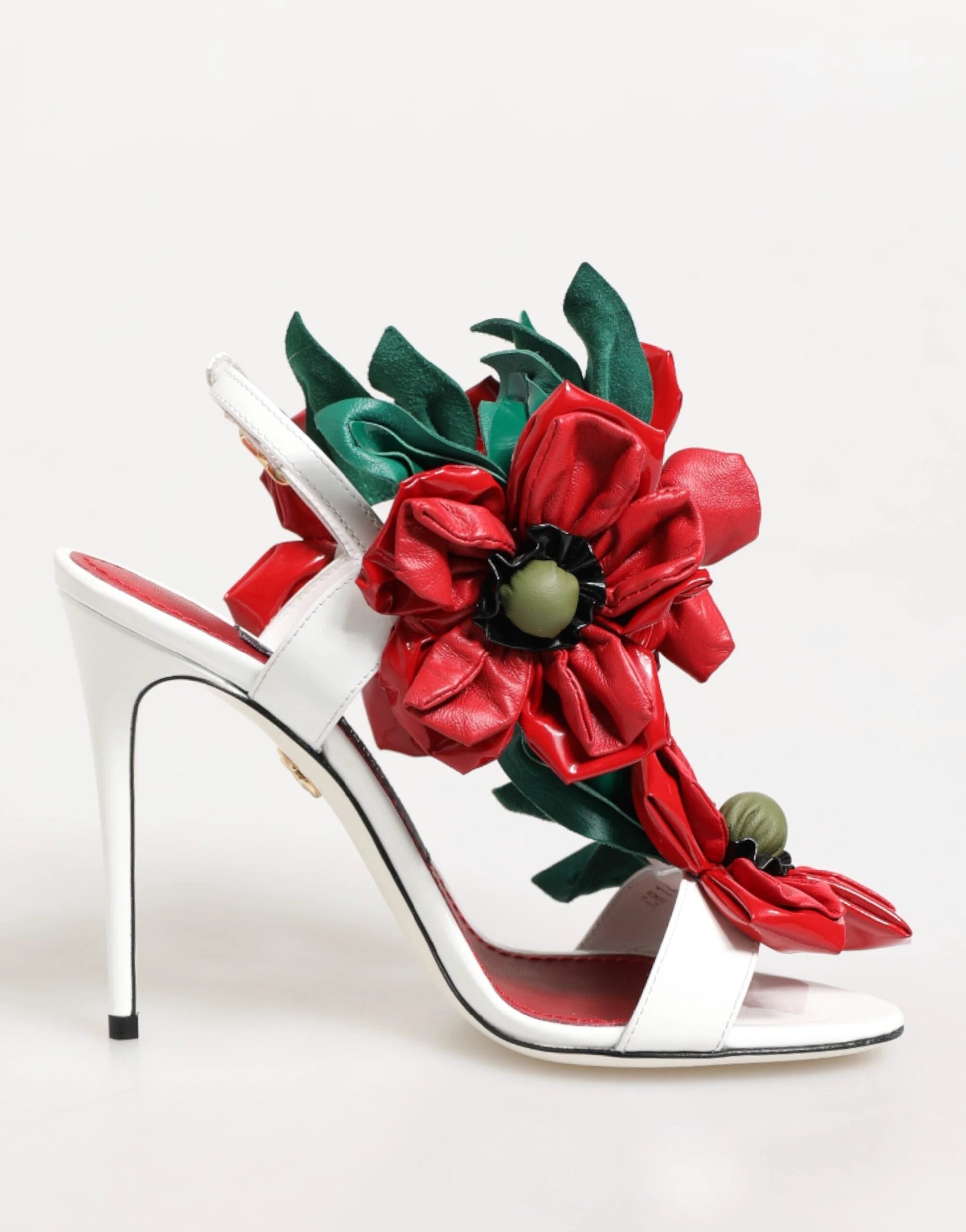Dolce & Gabbana White Red Floral Detailing Sandals Shoes by Dolce & Gabbana