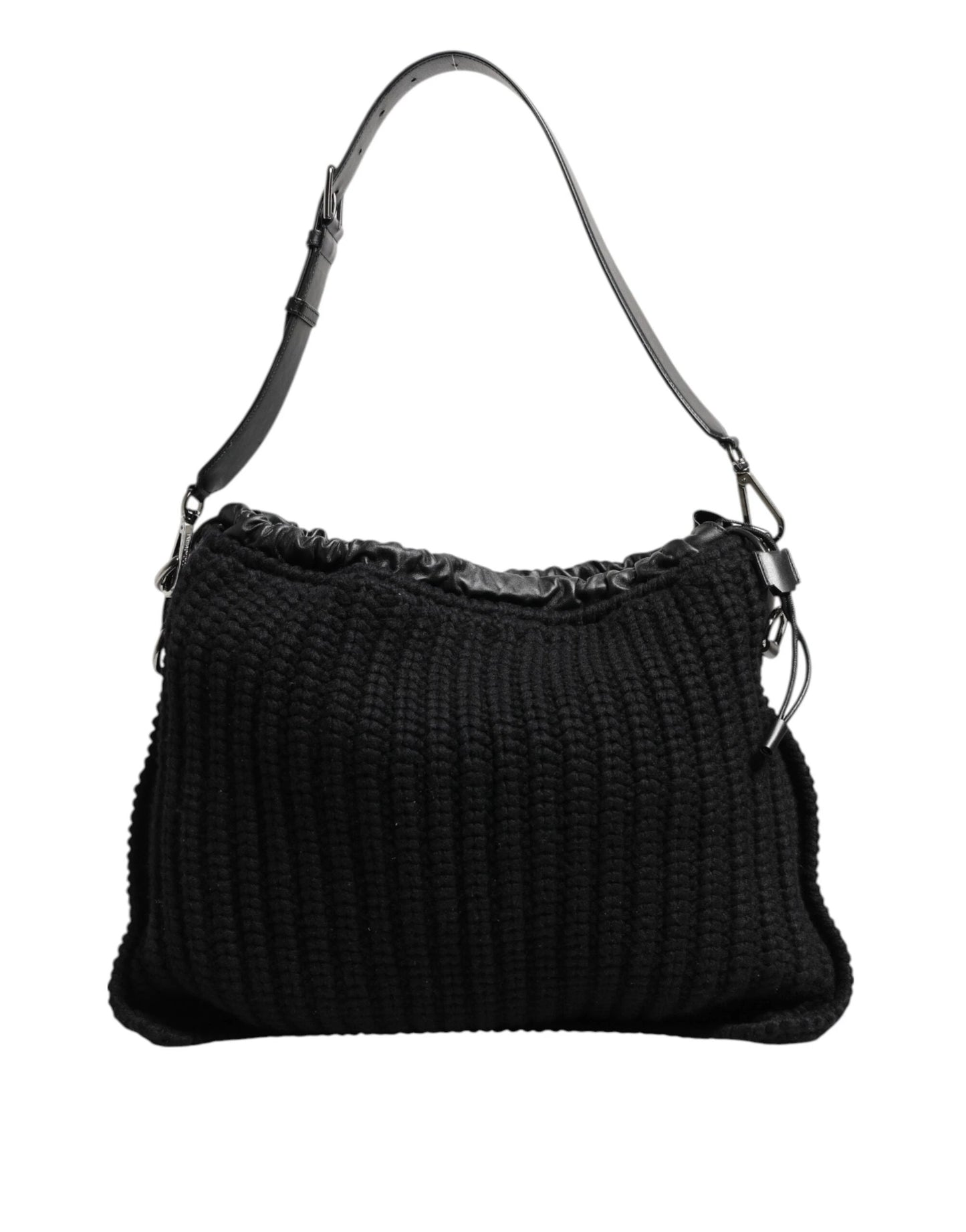 Dolce & Gabbana Black Cashmere Knitted Leather Shoulder Women Borse Bag by Dolce & Gabbana