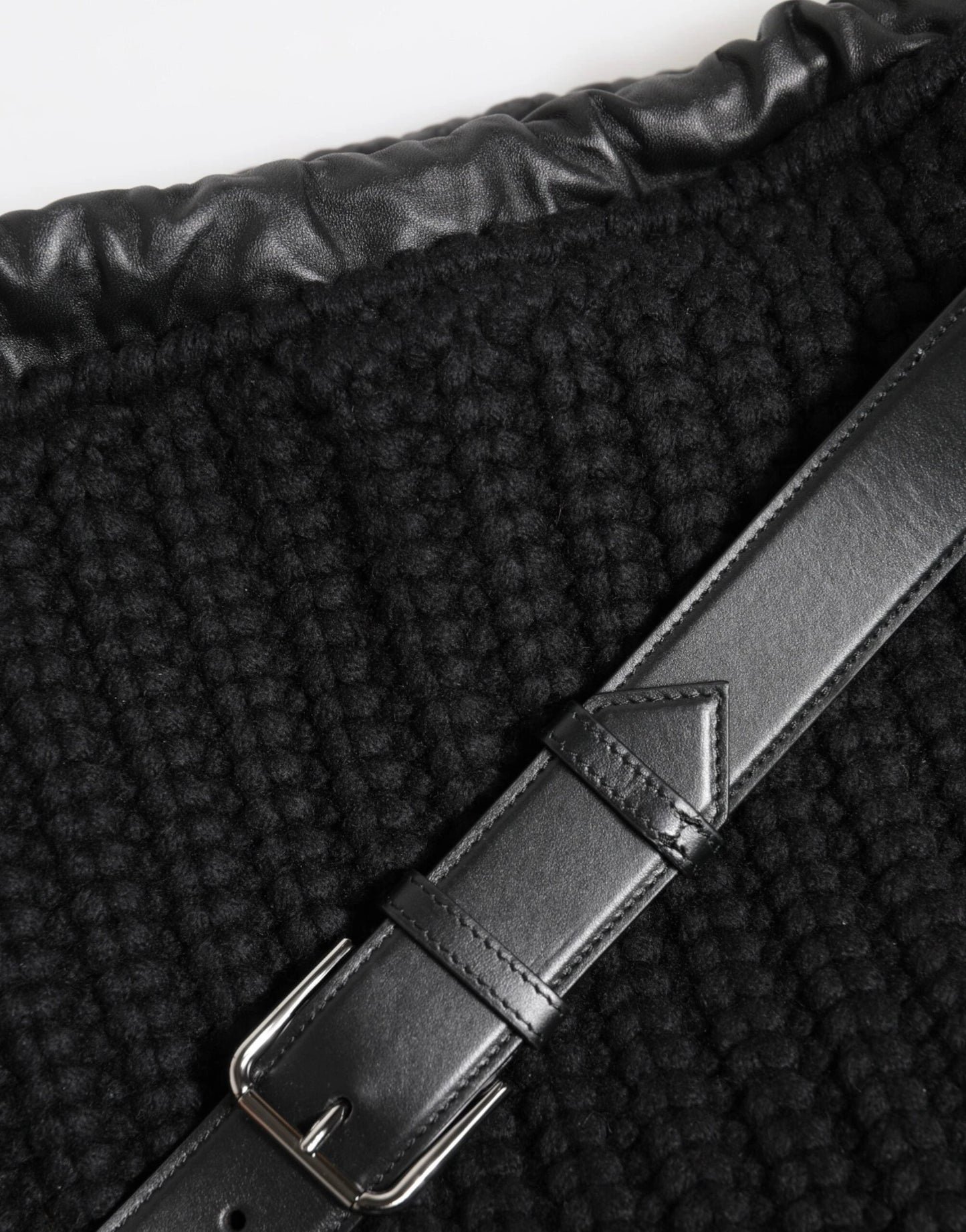 Dolce & Gabbana Black Cashmere Knitted Leather Shoulder Women Borse Bag by Dolce & Gabbana