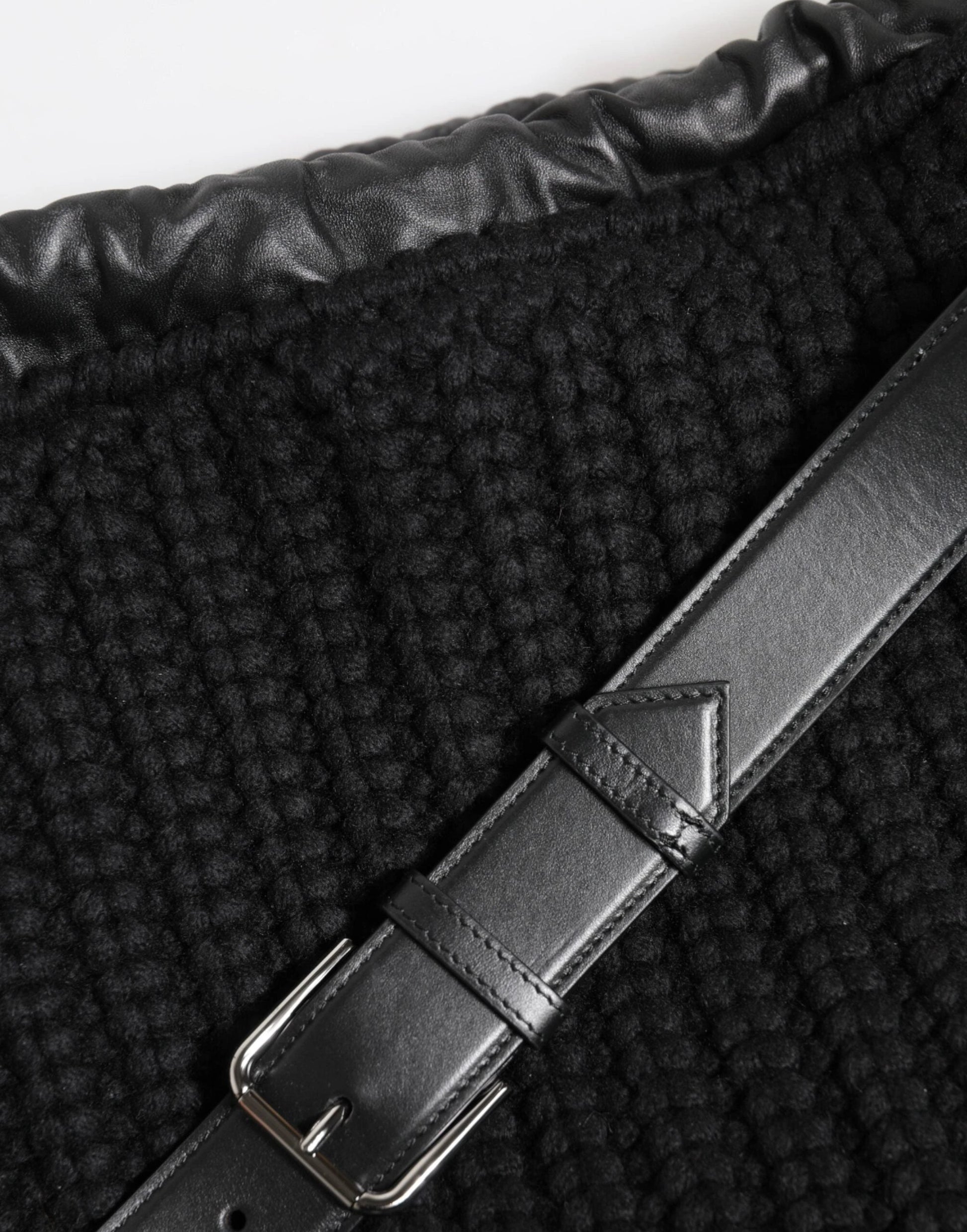 Dolce & Gabbana Black Cashmere Knitted Leather Shoulder Women Borse Bag by Dolce & Gabbana