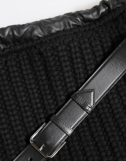 Dolce & Gabbana Black Cashmere Knitted Leather Shoulder Women Borse Bag by Dolce & Gabbana
