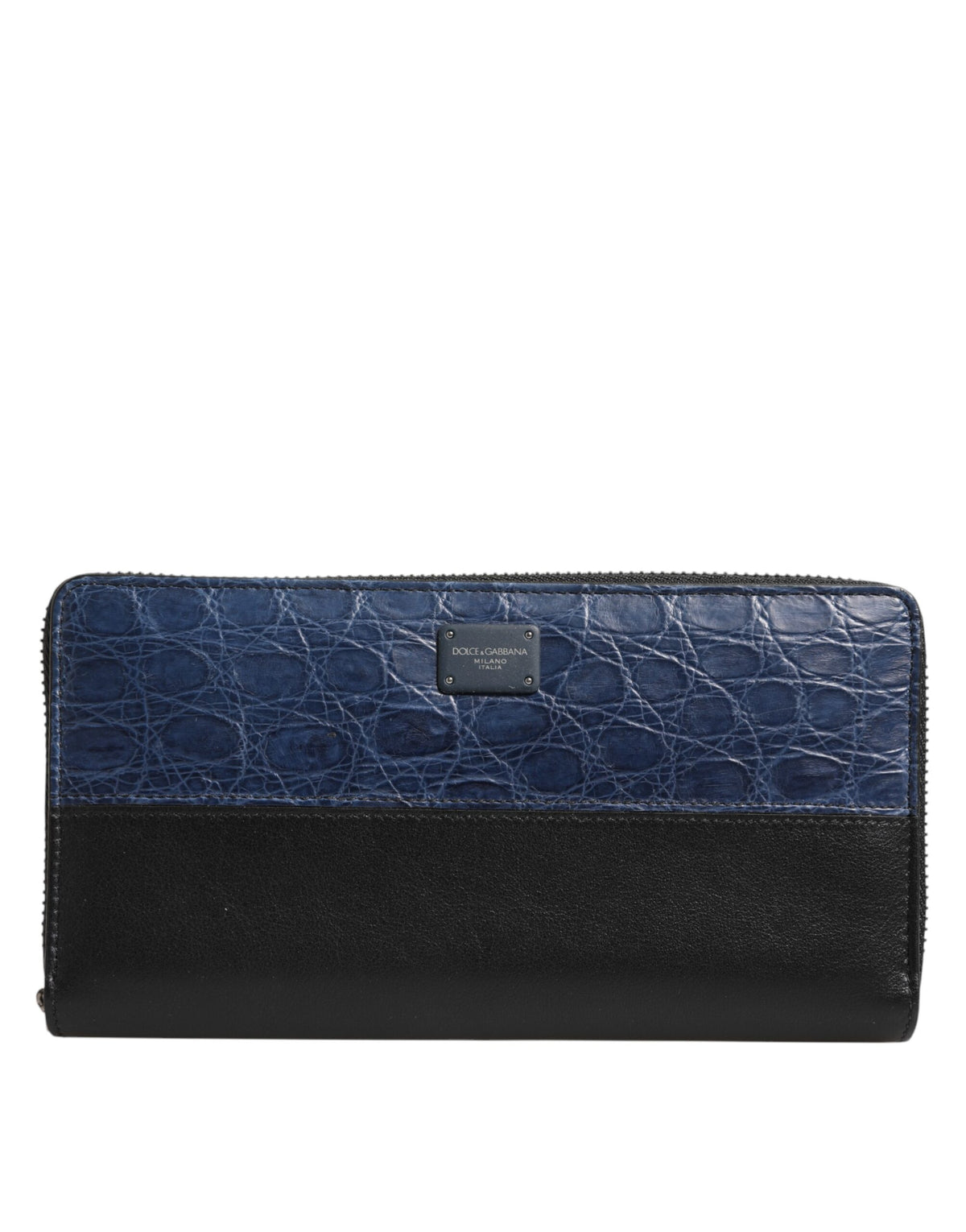 Portefeuille continental zippé Dolce & Gabbana homme en cuir noir et bleu – BAG4696