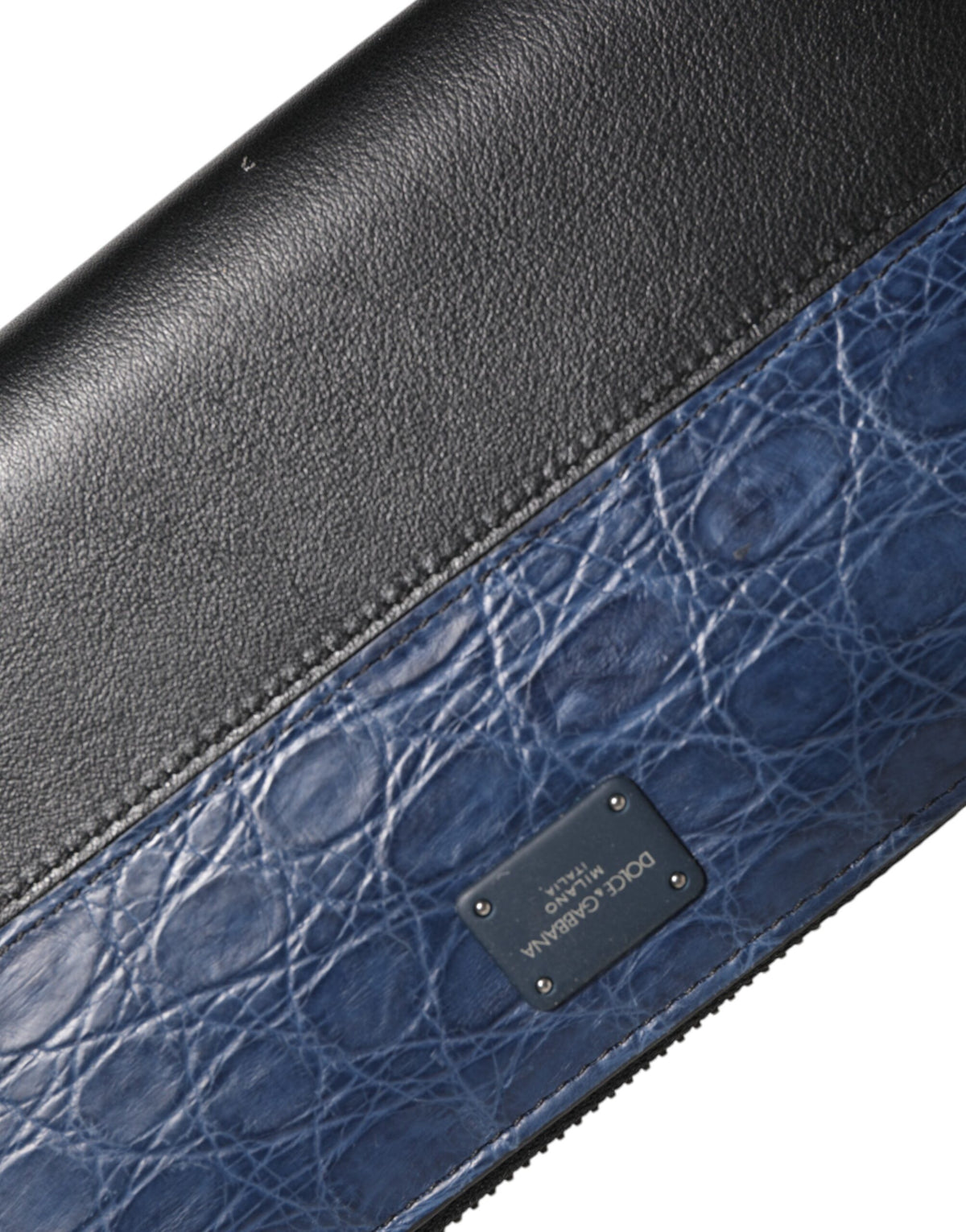 Portefeuille continental zippé Dolce & Gabbana homme en cuir noir et bleu – BAG4696