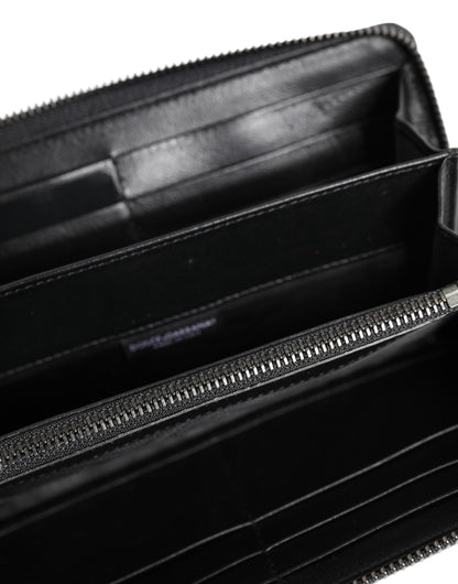 Portefeuille continental zippé Dolce & Gabbana homme en cuir noir et bleu – BAG4696