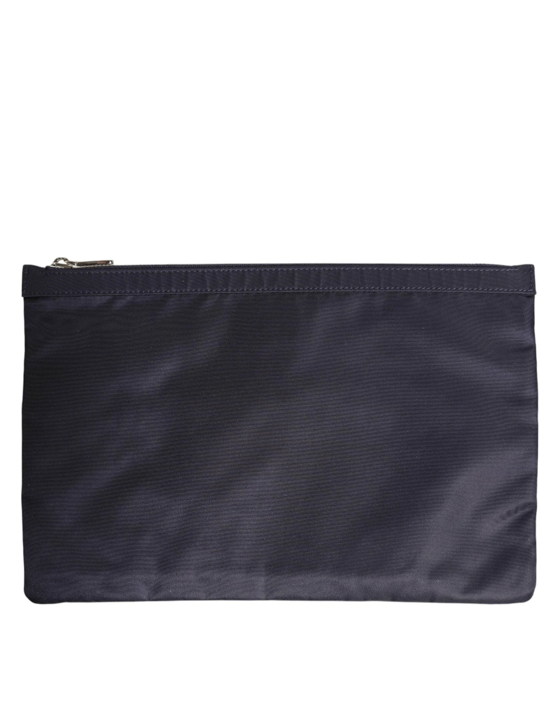 Dolce & Gabbana Blue DG Logo Patch Embellished Pouch Clutch Men Borse Bag by Dolce & Gabbana