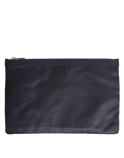 Dolce & Gabbana Blue DG Logo Patch Embellished Pouch Clutch Men Borse Bag by Dolce & Gabbana