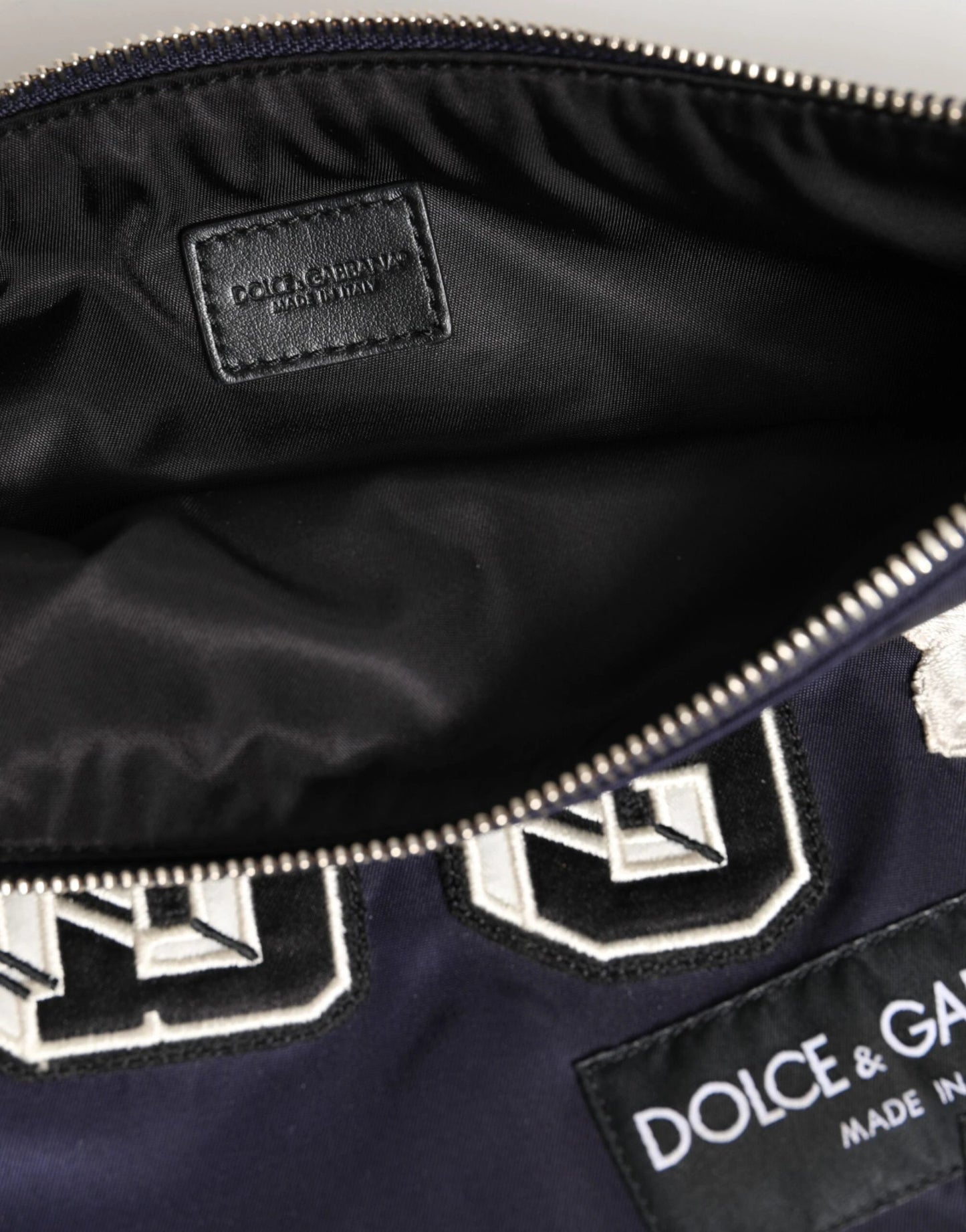 Dolce & Gabbana Blue DG Logo Patch Embellished Pouch Clutch Men Borse Bag by Dolce & Gabbana