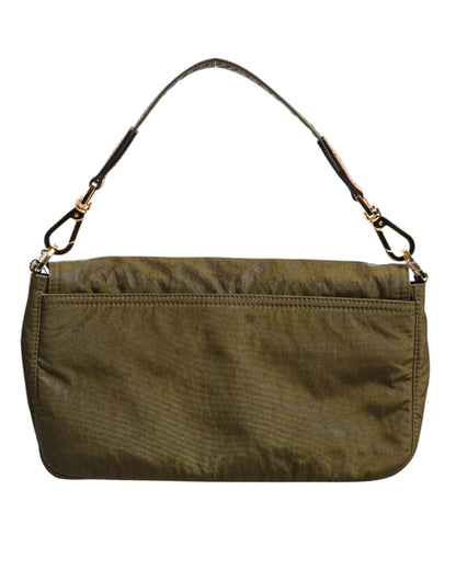 Dolce & Gabbana Dark Green Nylon Logo Plaque Shoulder Strap Borse Bag by Dolce & Gabbana